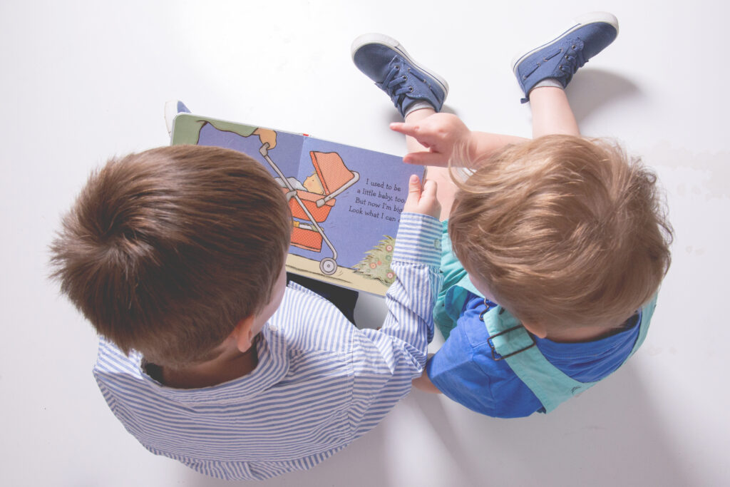 two boys reading book about becoming a big brother york pa doula